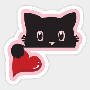 Black Cat Valentine Kitten Lovers Outfit Sticker